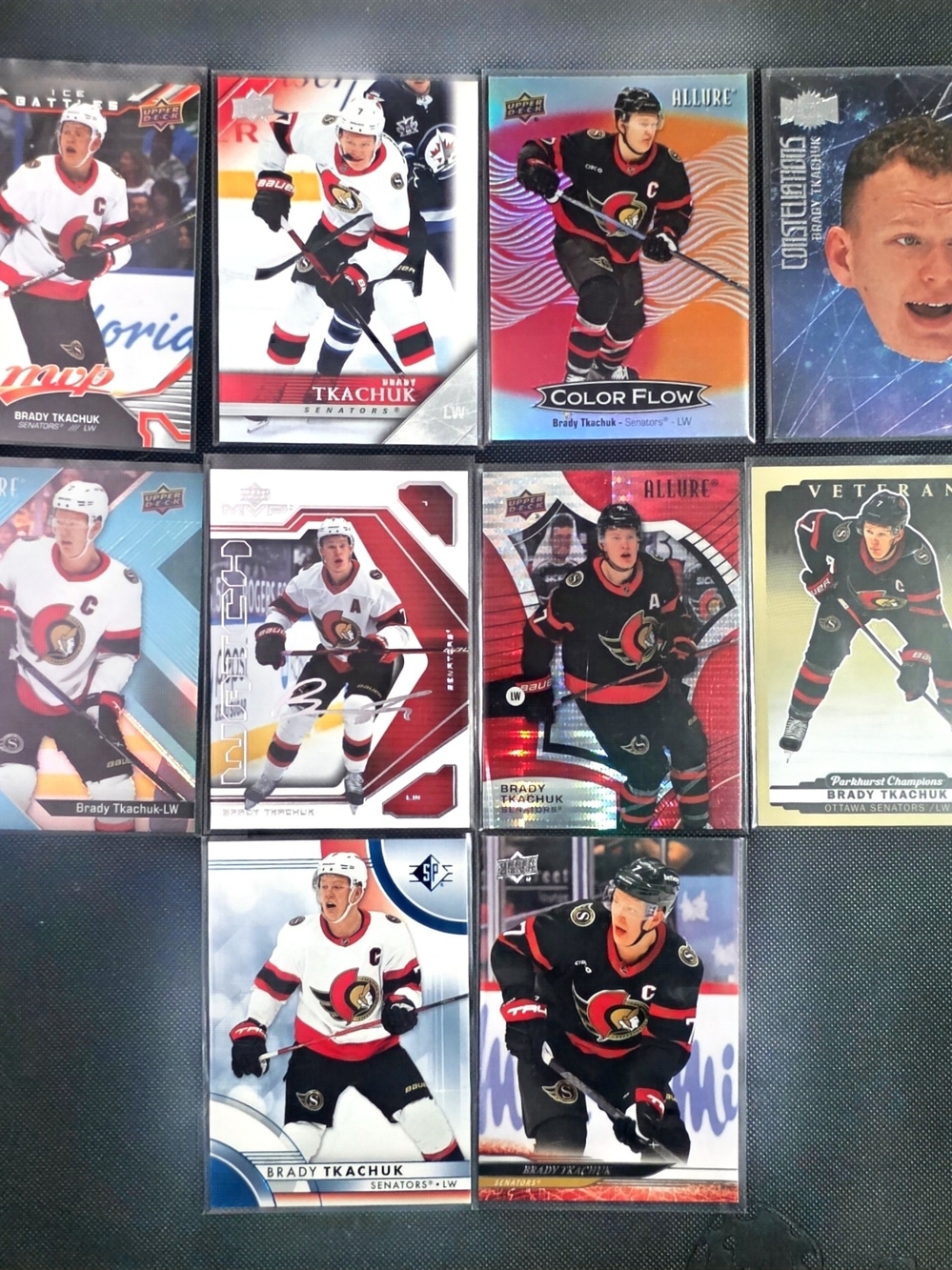 Brady Tkachuk Ottawa Senators Hockey Card Lot (10) Allure Color Flow MVP Watch